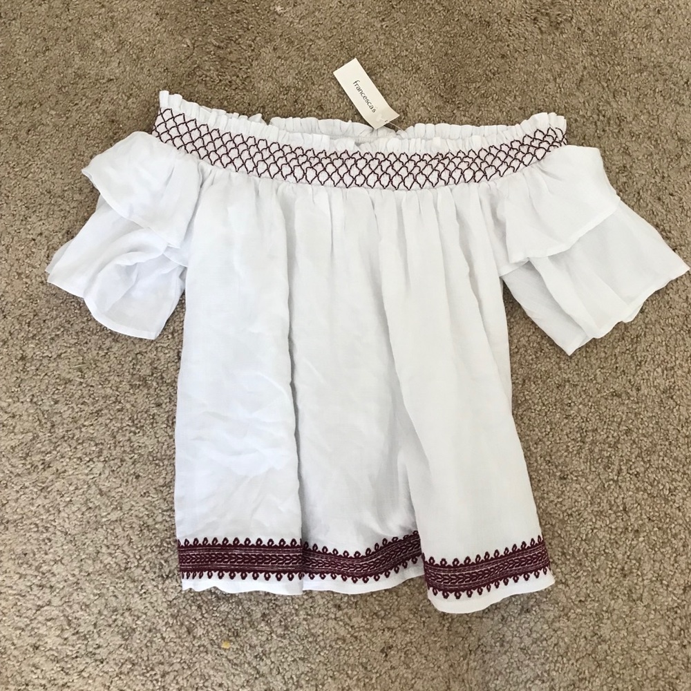 Francesca’s White off the shoulder top